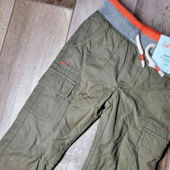 NWT Cat & Jack Straight Leg Casual Boy Pants Size 12m Green Orange - Picture 4 of 12